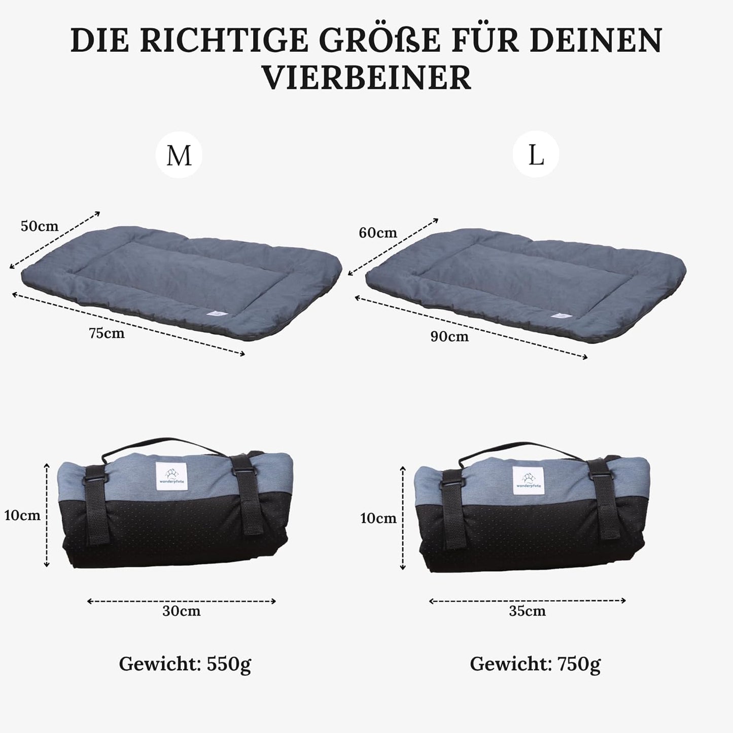 Dog Blanket for Travel, 75 x 50 cm, Washable, Orthopaedic, Waterproof, High-Quality Design, Outdoor Dog Mat, Car (Blue, M)