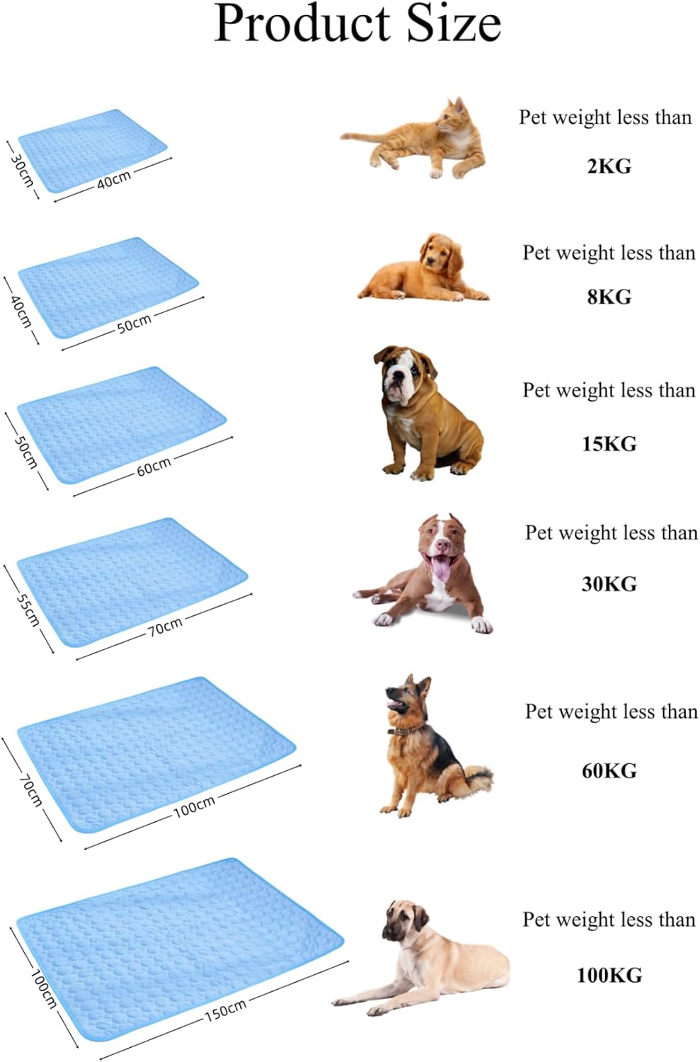 Self-Cooling Mat Dogs Cats | Non-Toxic Cooling Pad | Washable | Grey 40x50cm