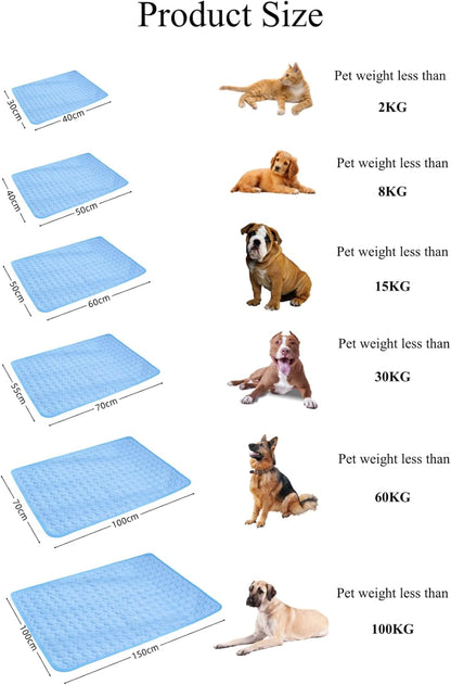 Self-Cooling Mat Dogs Cats | Non-Toxic Cooling Pad | Washable | Grey 40x50cm