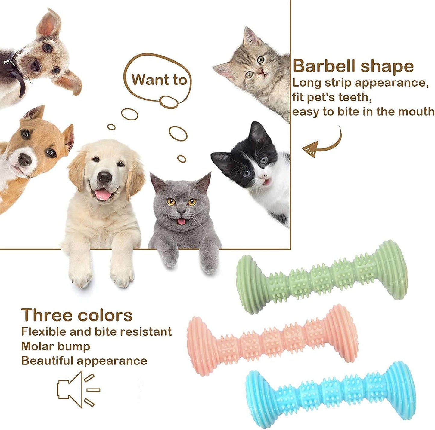 Dog Toy Chew Toy for Small and Medium Dogs - Dog Toothbrush Dental Care Teeth Cleaning - Puppy Teething Chewing Toy Pack of 3