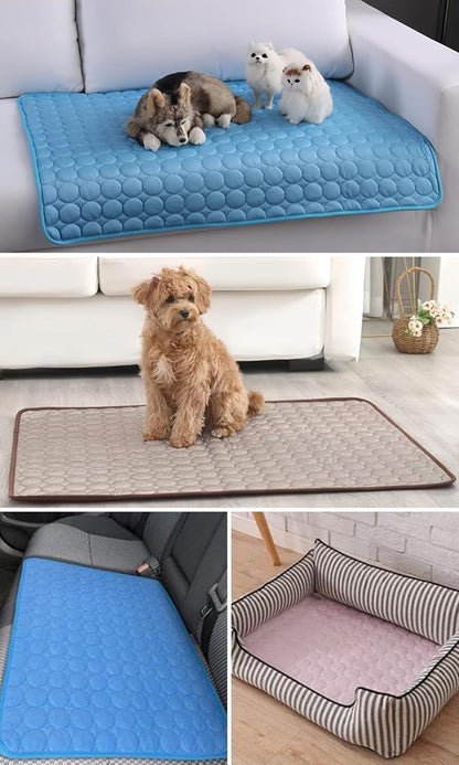 Self-Cooling Mat Dogs Cats | Non-Toxic Cooling Pad | Washable | Grey 40x50cm