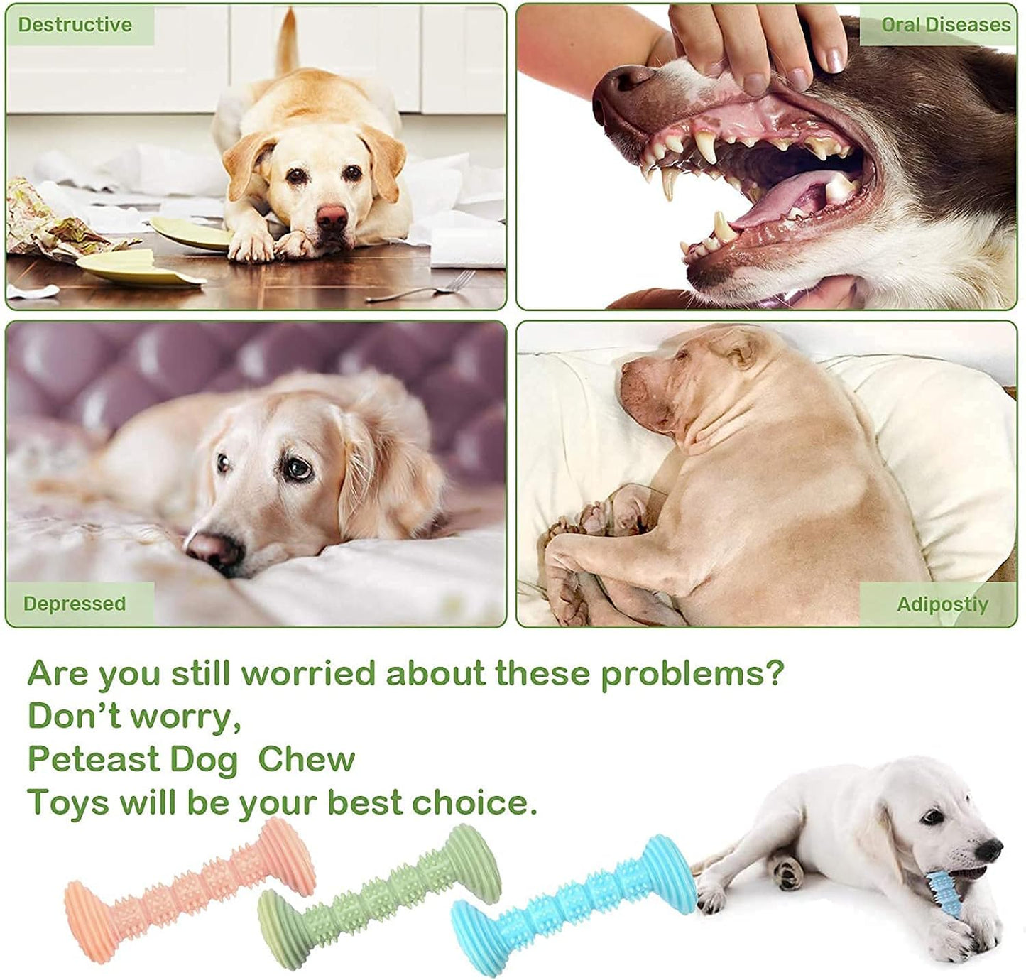 Dog Toy Chew Toy for Small and Medium Dogs - Dog Toothbrush Dental Care Teeth Cleaning - Puppy Teething Chewing Toy Pack of 3