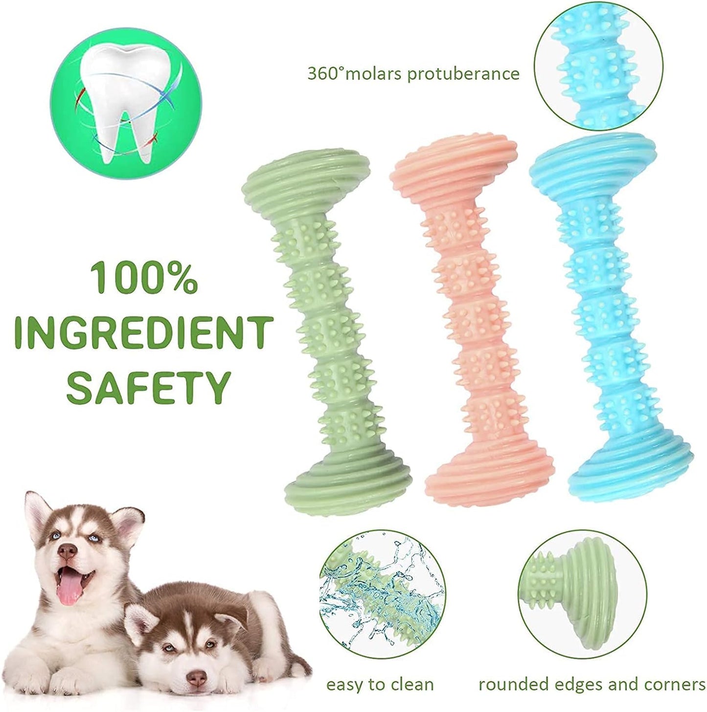 Dog Toy Chew Toy for Small and Medium Dogs - Dog Toothbrush Dental Care Teeth Cleaning - Puppy Teething Chewing Toy Pack of 3