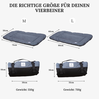 Dog Blanket for Travel, 75 x 50 cm, Washable, Orthopaedic, Waterproof, High-Quality Design, Outdoor Dog Mat, Car (Blue, M)