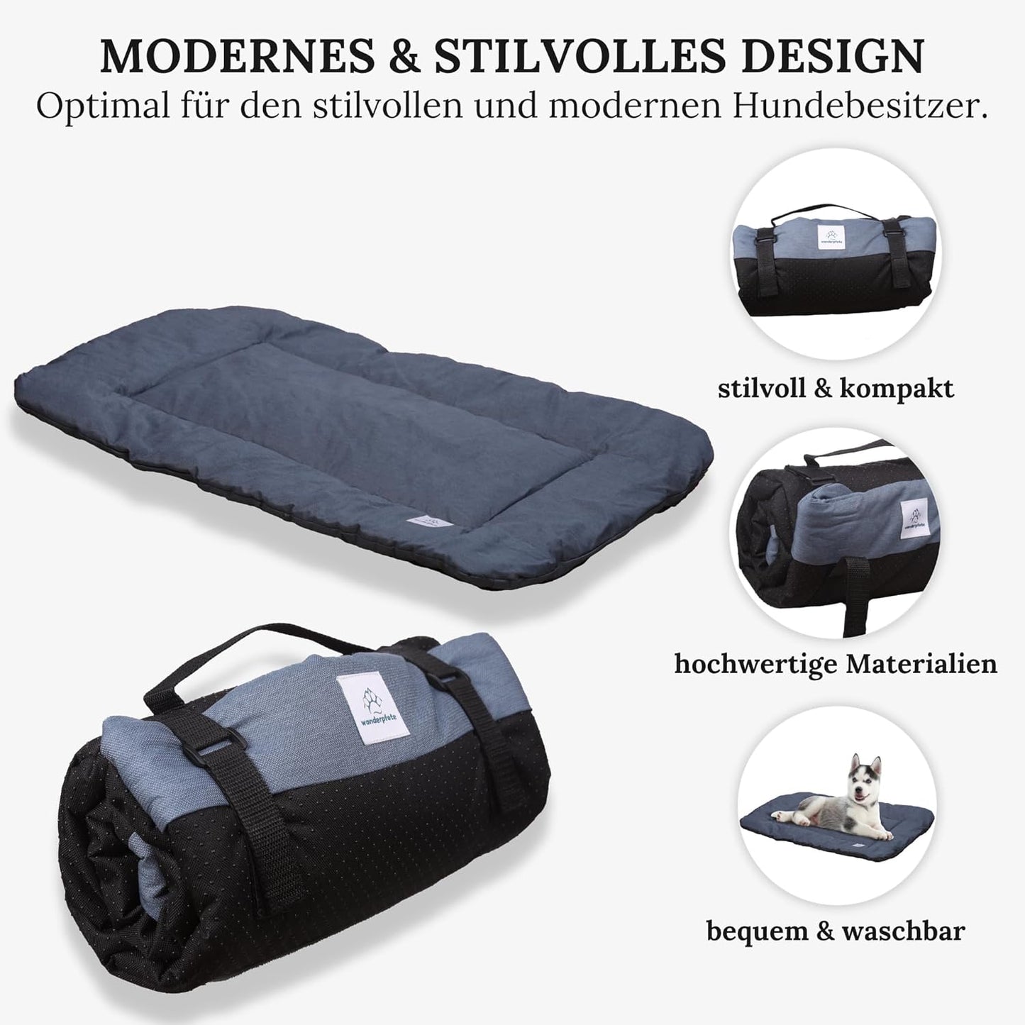 Dog Blanket for Travel, 75 x 50 cm, Washable, Orthopaedic, Waterproof, High-Quality Design, Outdoor Dog Mat, Car (Blue, M)