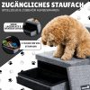 Snuffilo 4-Step Pet Stairs with Ramp & Storage – Grey
